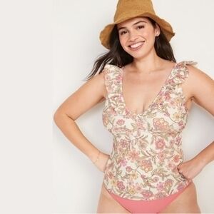 Old Navy NWT Plus Size Floral Ruffle Trim Tankini Swim Top Swimwear